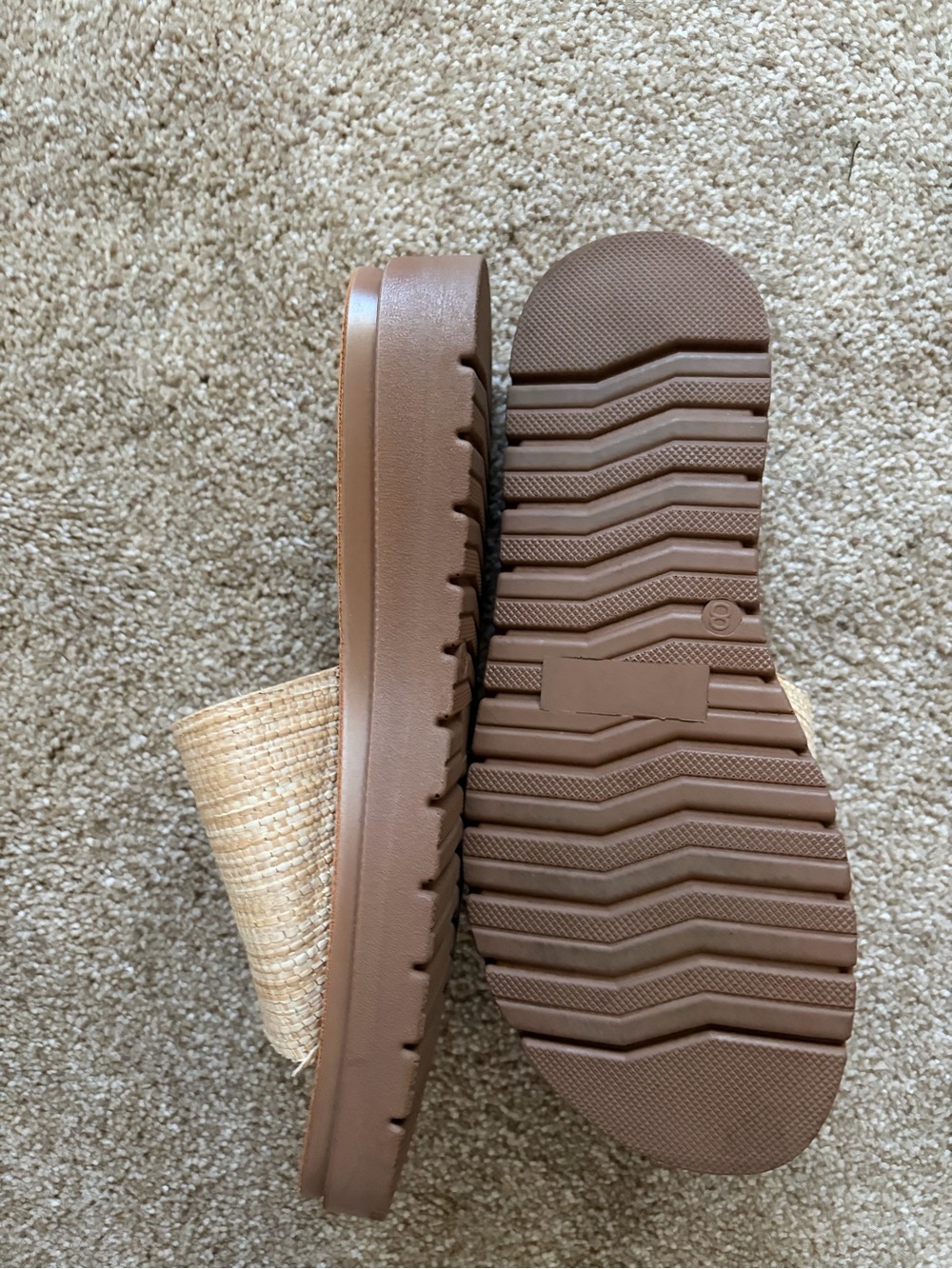 Natural Raffia Slide Sandals - Picture 2 of 5